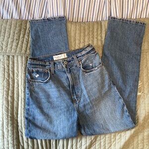 Abrecrombie Ankle Straight Ultra High-Rise Jeans with Rips